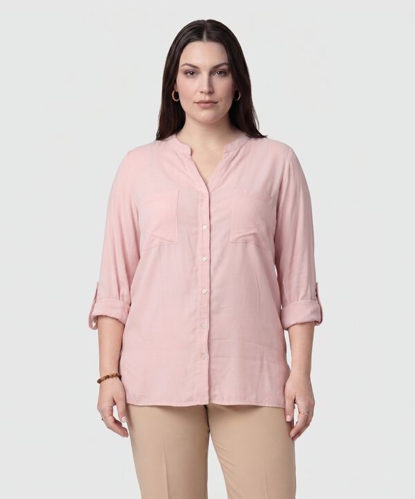 Camisa Cuello Ner&uacute; Y Doble Bolsillo Para Mujer Curvy image number null