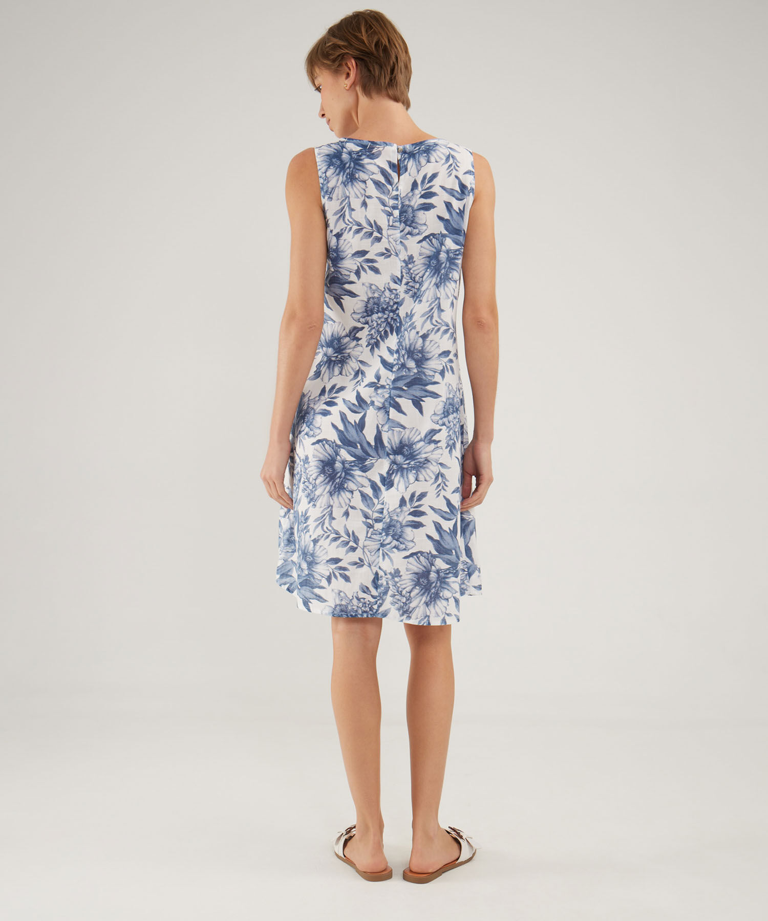 Vestido Estampado Manga Sisa Con Bolsillos Laterales, Nautico Artesanal Linea Moda