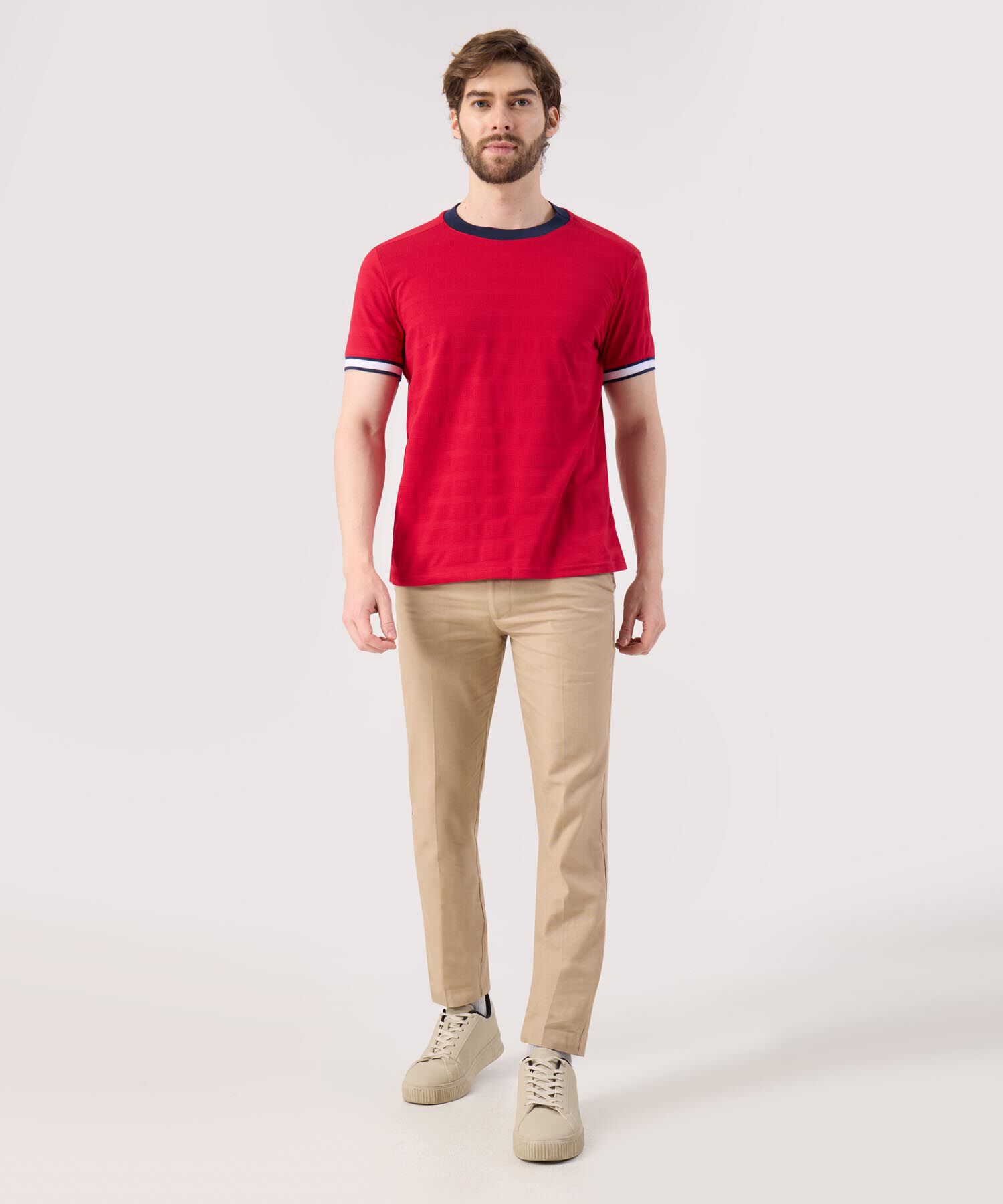 Camiseta Unicolor Con Detalle En Mangas 