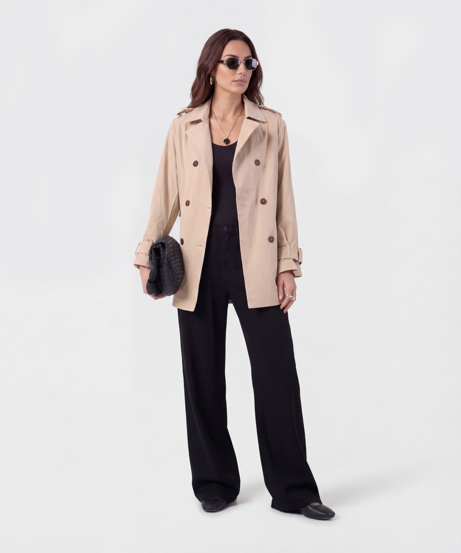 Chaqueta Trench Con Cintur&oacute;n Para Mujer