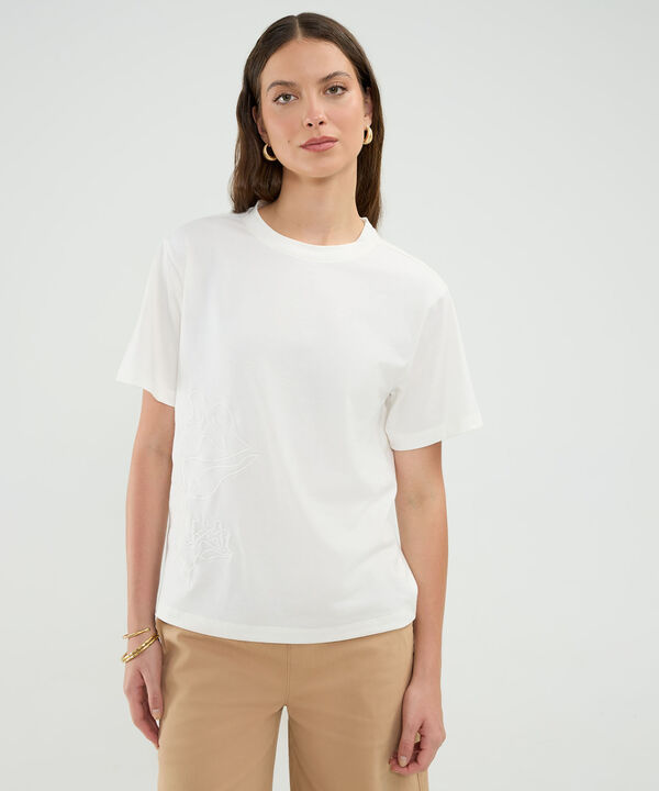 Camiseta Manga Corta Con Bordado Para Mujer image number null