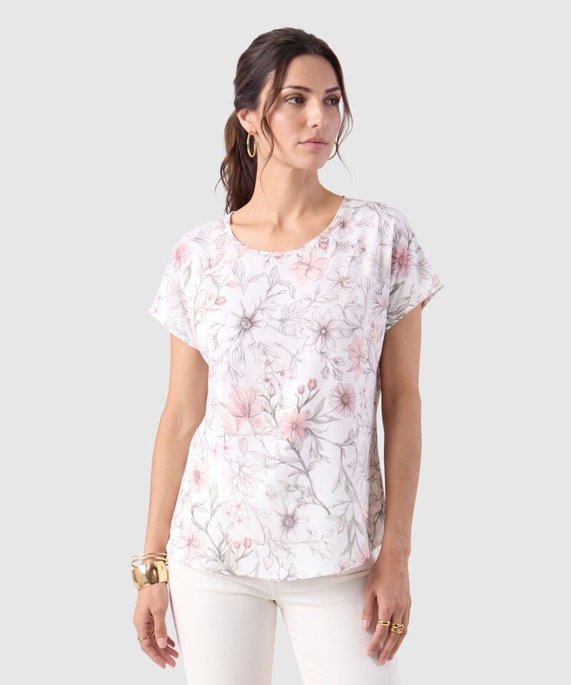 Blusa Manga Corta Ca&iacute;da Para Mujer