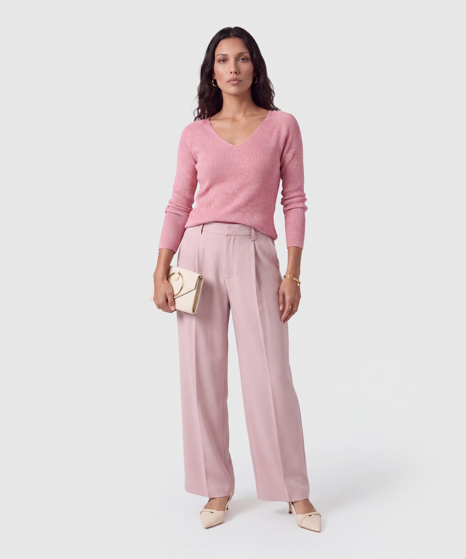 Pantal&oacute;n Tiro Alto Con Pinzas Para Mujer