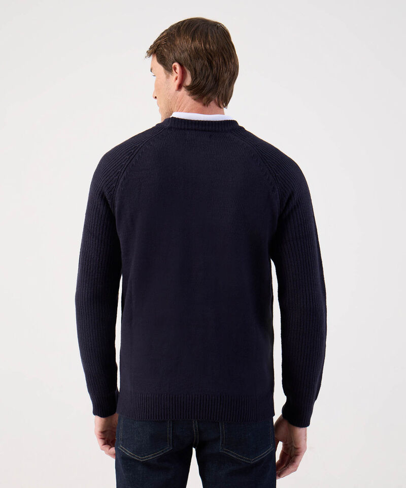 Suéter de Punto Liso con Manga Ranglan Para Hombre