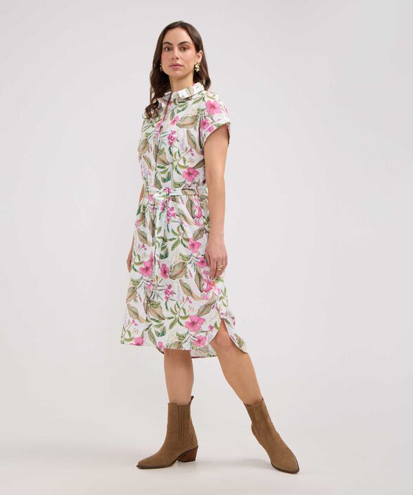 Vestido Camisero en Efecto Lino image number null