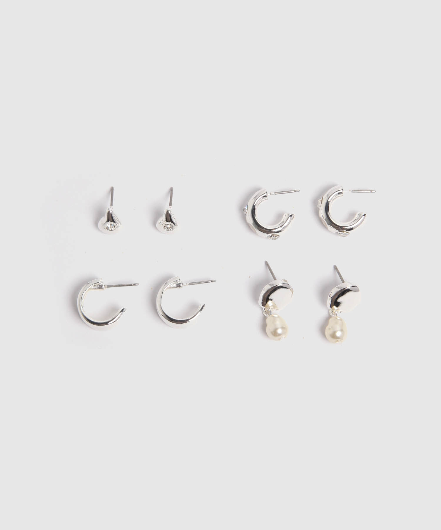 Set X4 Aretes Con Perlas Y Argollas 