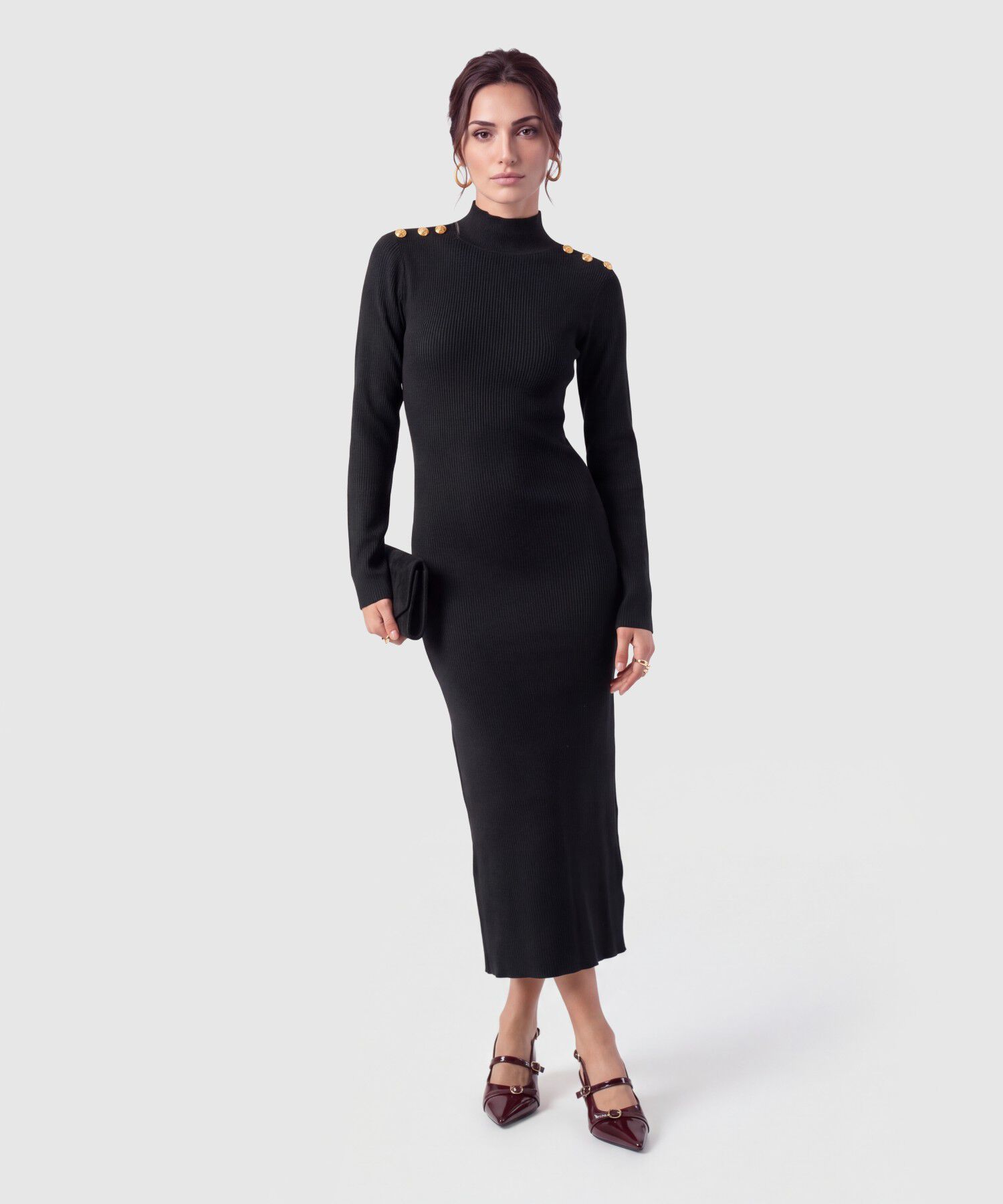 Vestido Tejido Botones Para Mujer