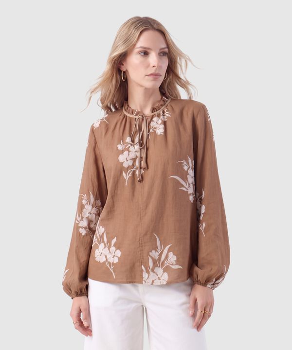 Blusa Con Cuello De Volantes Y Manga Globo image number null