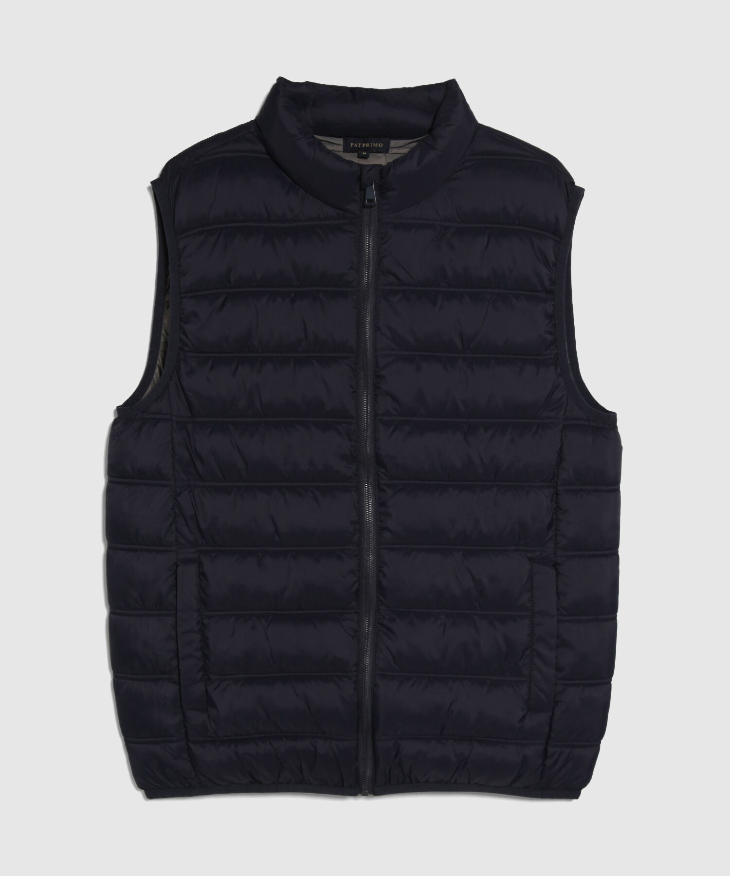 Chaleco Acolchado Unicolor Con Bolsillos De Ribete En Frente