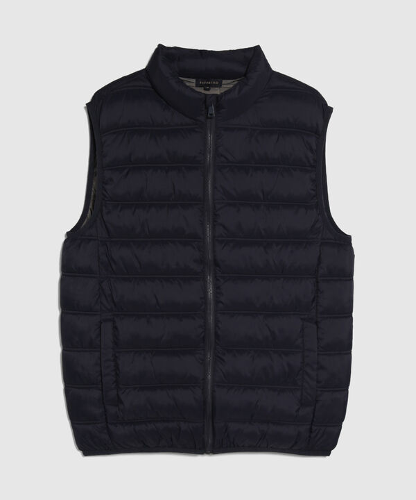 Chaleco Acolchado Unicolor Con Bolsillos De Ribete En Frente