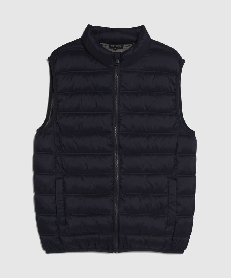 Chaleco Acolchado Unicolor Con Bolsillos De Ribete En Frente