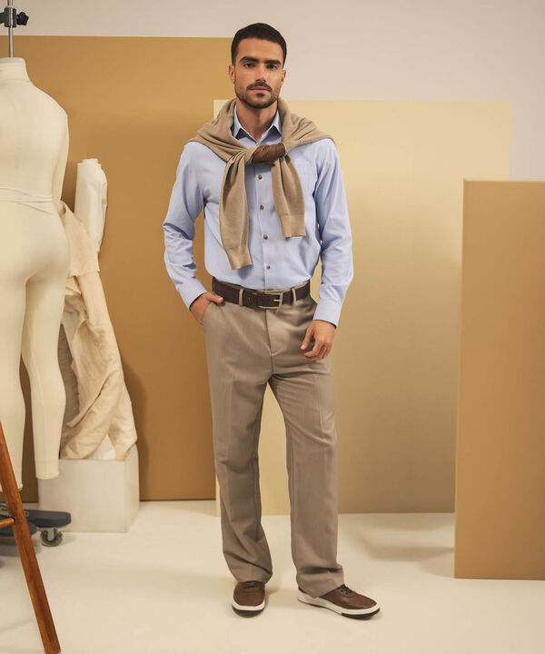 Camisa Manga Larga con Bolsillo Para Hombre