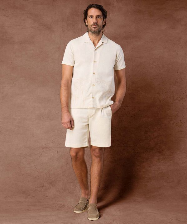 Camisa Manga Corta con Cuello Resort Para Hombre