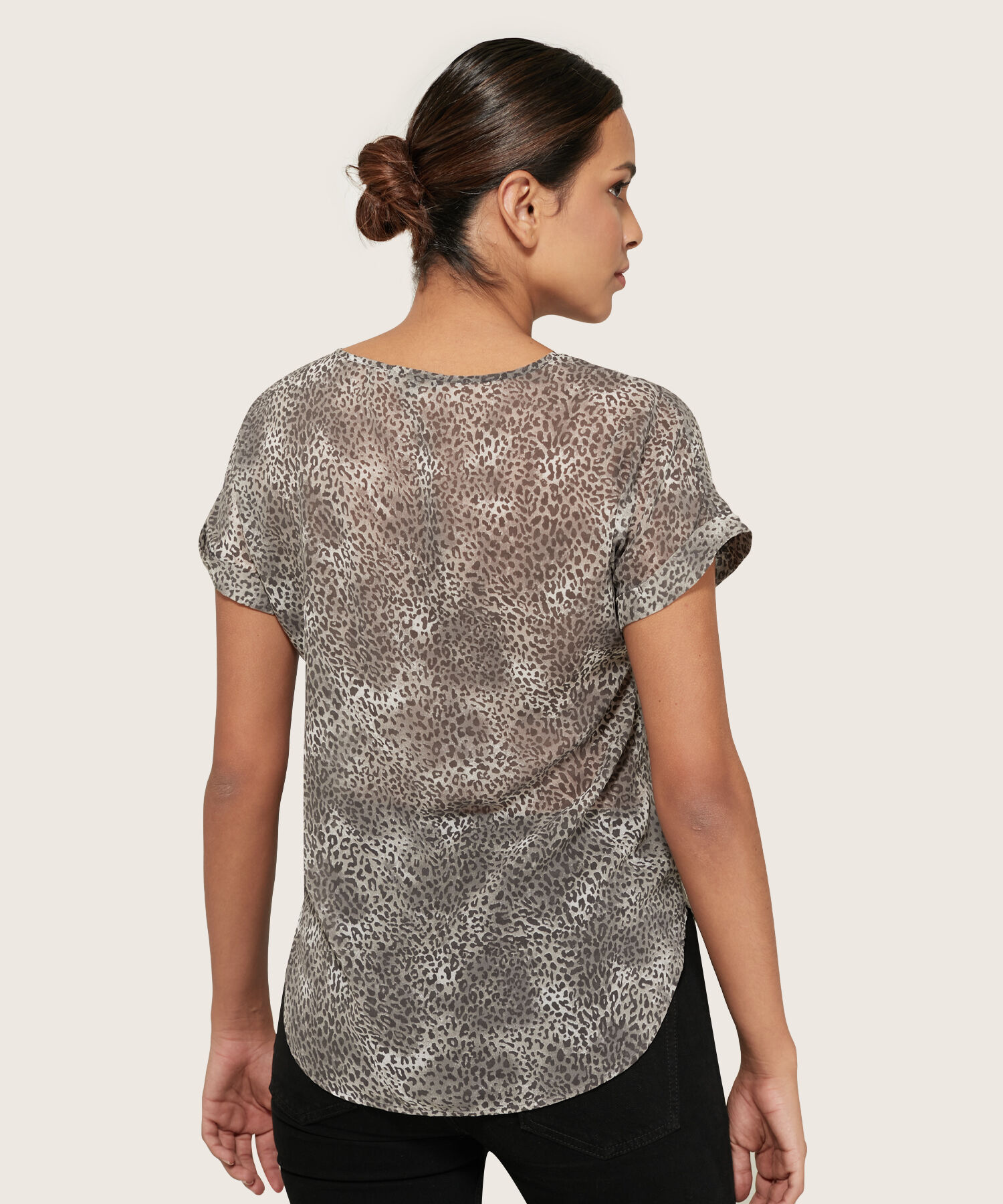 Blusa Estampada Manga Corrida Con Guardapolvo