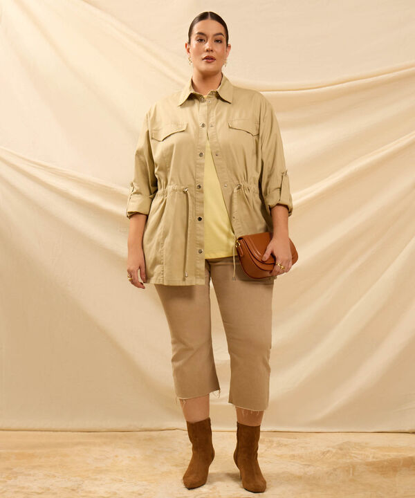 Chaqueta Con Ajuste En Cintura Para Mujer Curvy