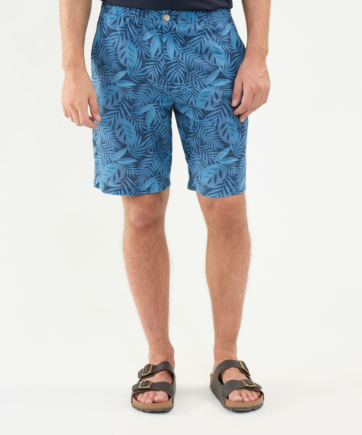 Bermuda Estampada en Efecto Lino