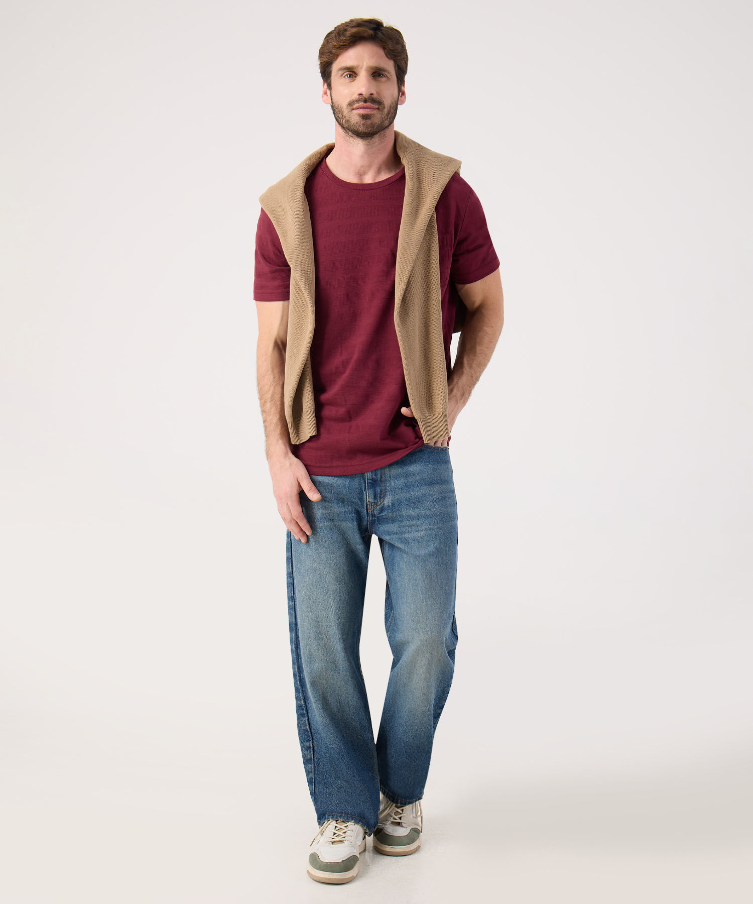 Camiseta Unicolor Con Bolsillo 