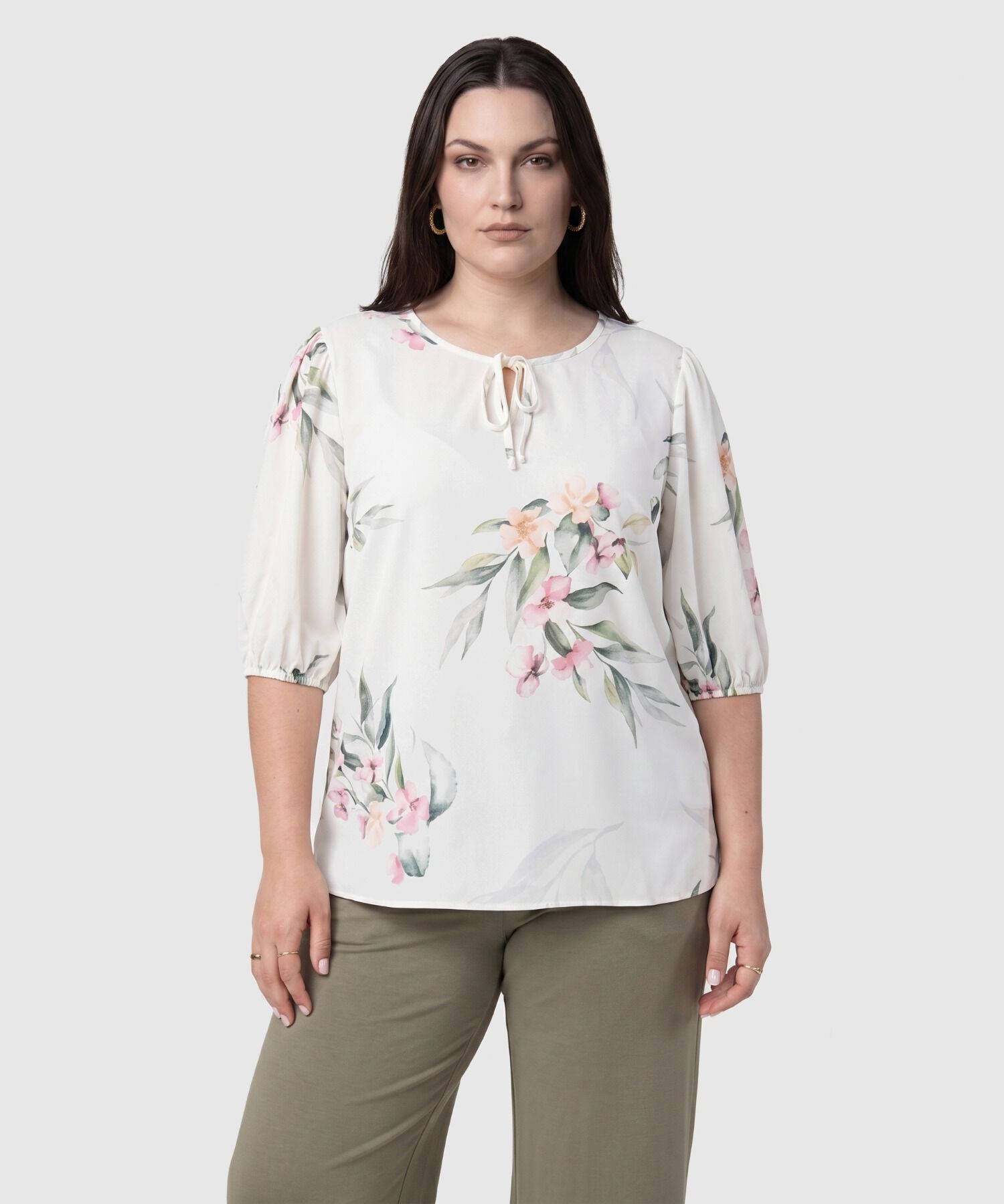Blusa Manga Tres Cuartos Con Lazos Mujer Curvy