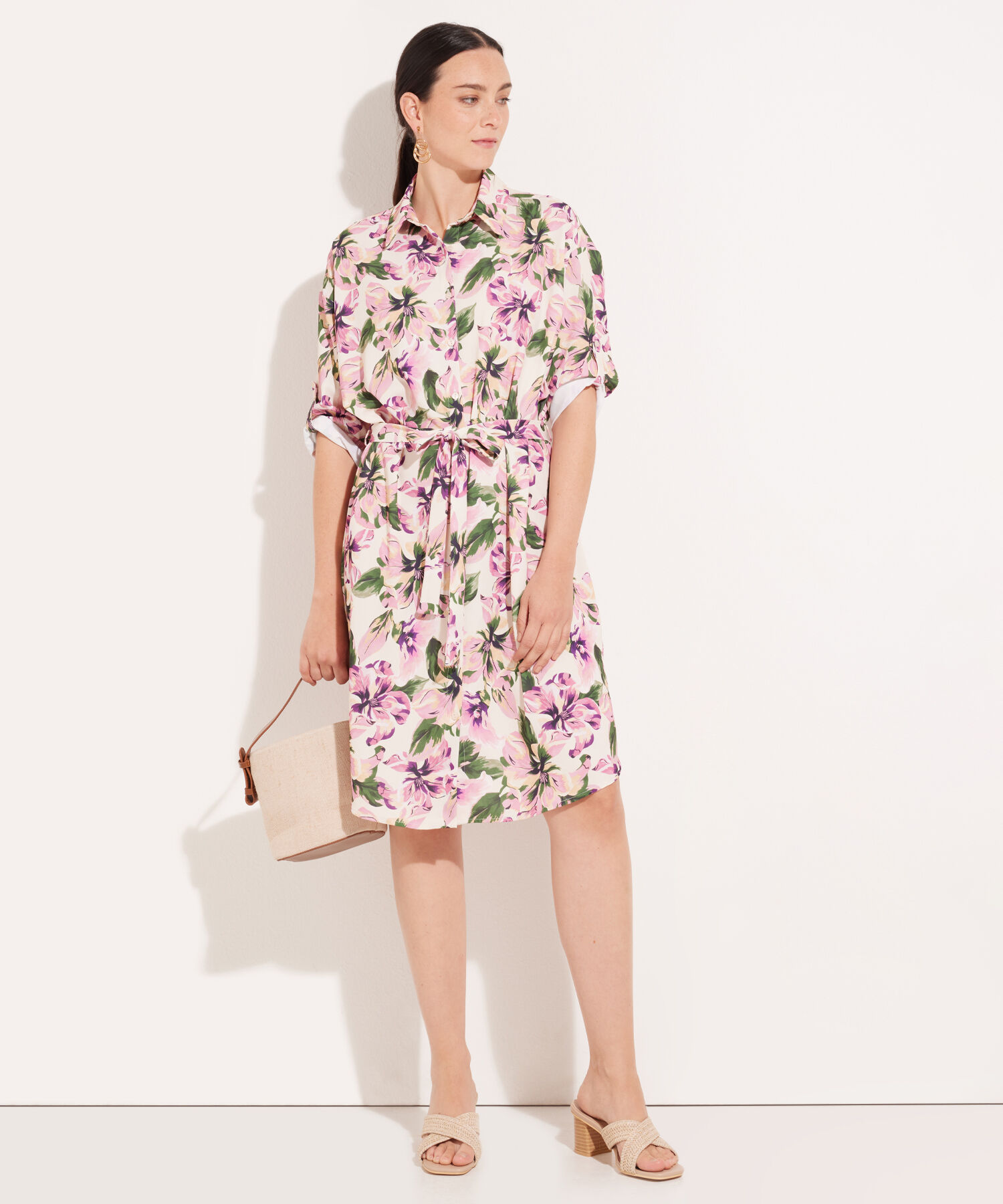 Vestido Estampado Con Cinturón