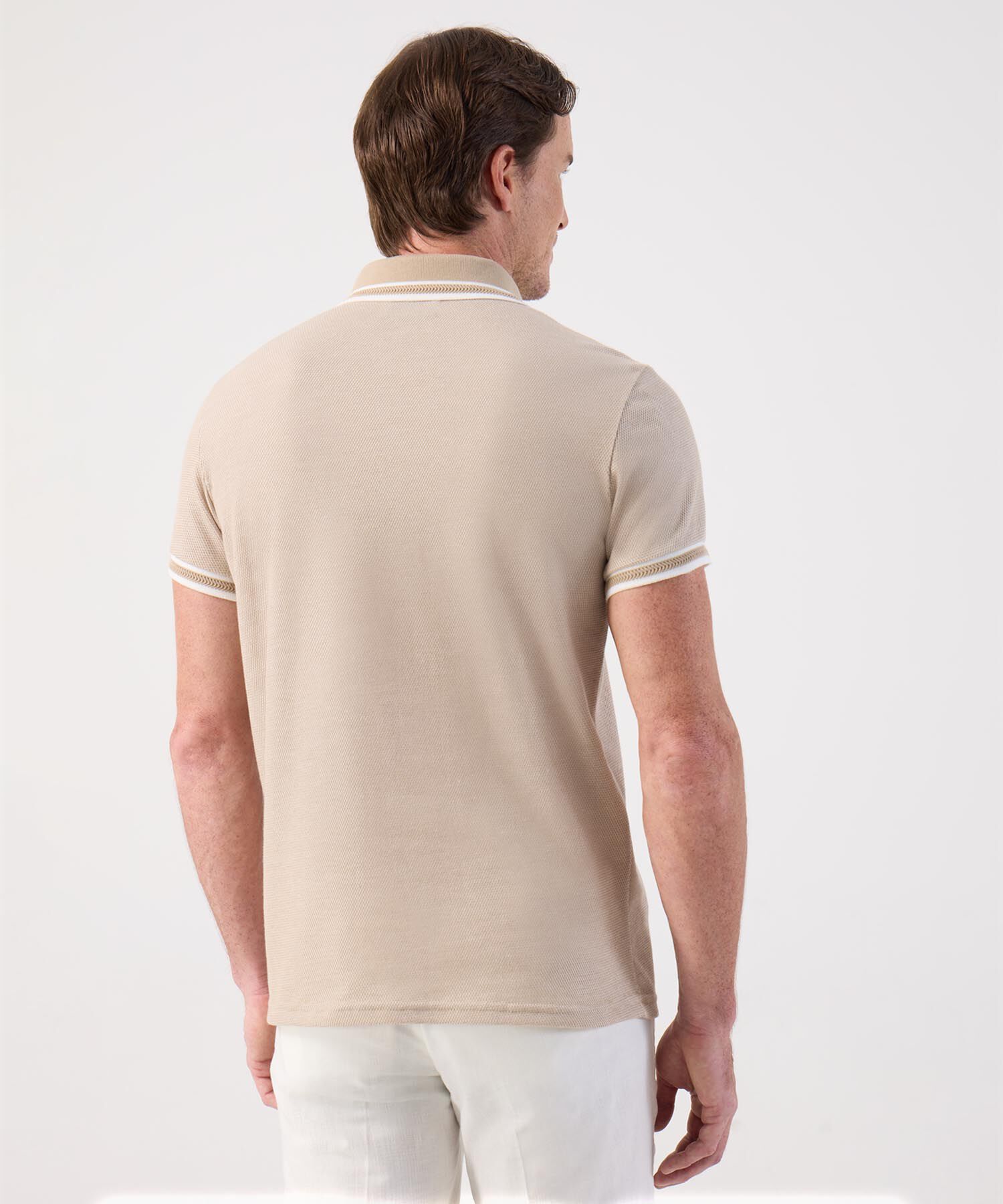 Polo Texturizado con Ribetes de Contraste Para Hombre