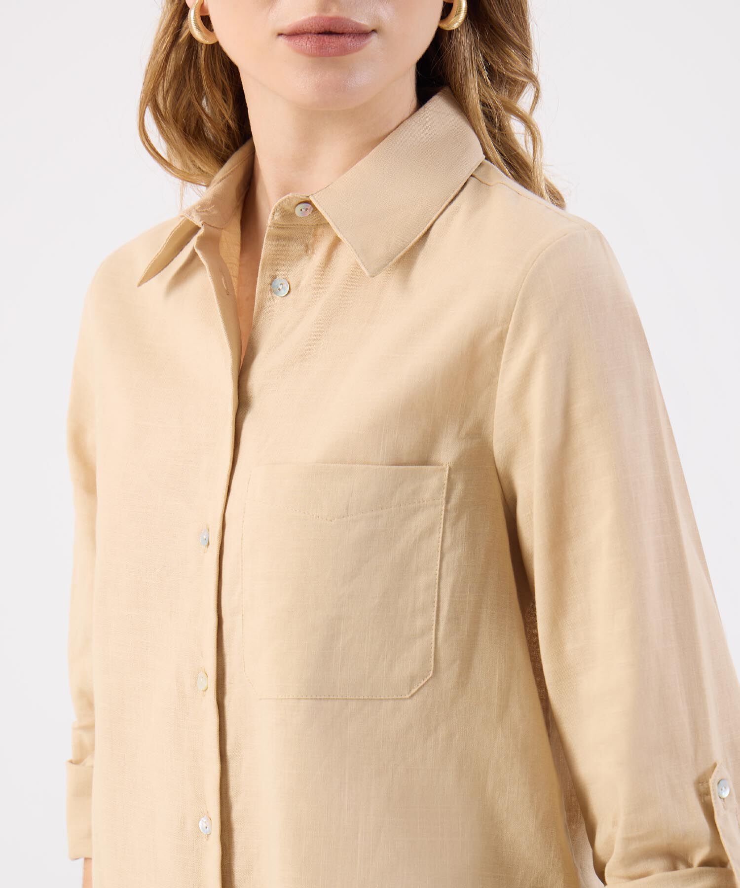 Camisa Dama Azul Claro Manga 3/4 Versátil