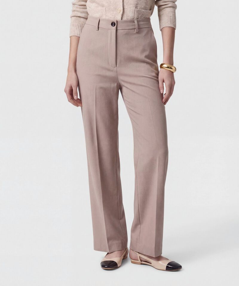 Pantal&oacute;n Unicolor Con Pinzas Para Mujer