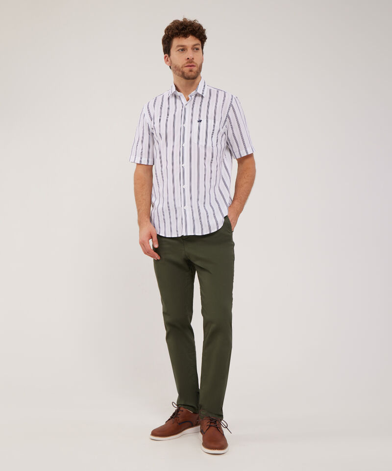 Camisa Manga Corta Estampada Con Bolsillo Blanco