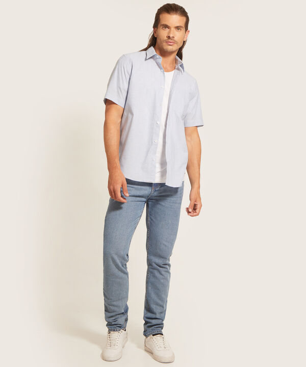 Camisa Manga Corta Y Con Bolsillo, Tela Con Textura