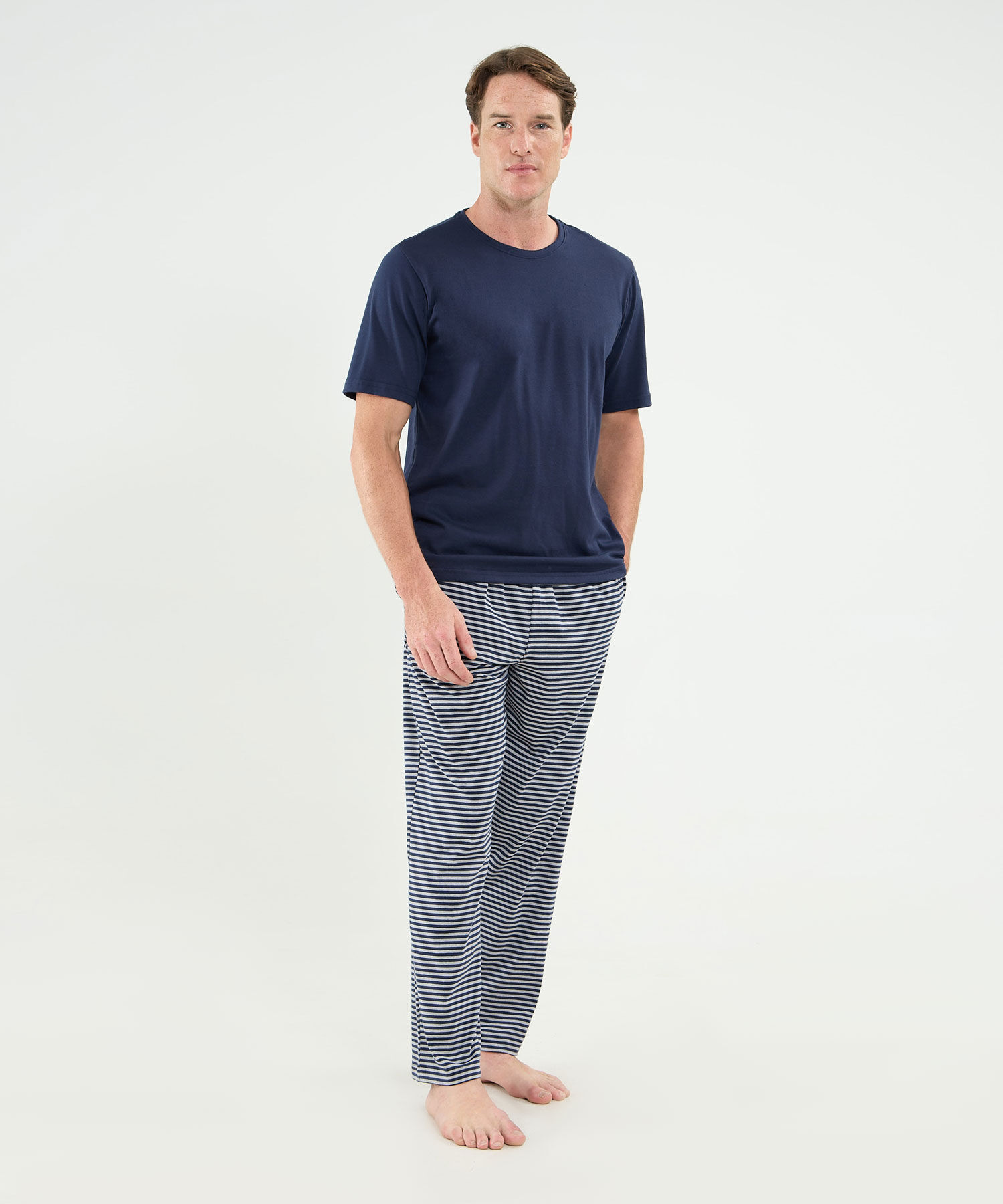 Conjunto Pijama Camiseta Manga Corta Cuello Redondo Pantalon Para Hombre