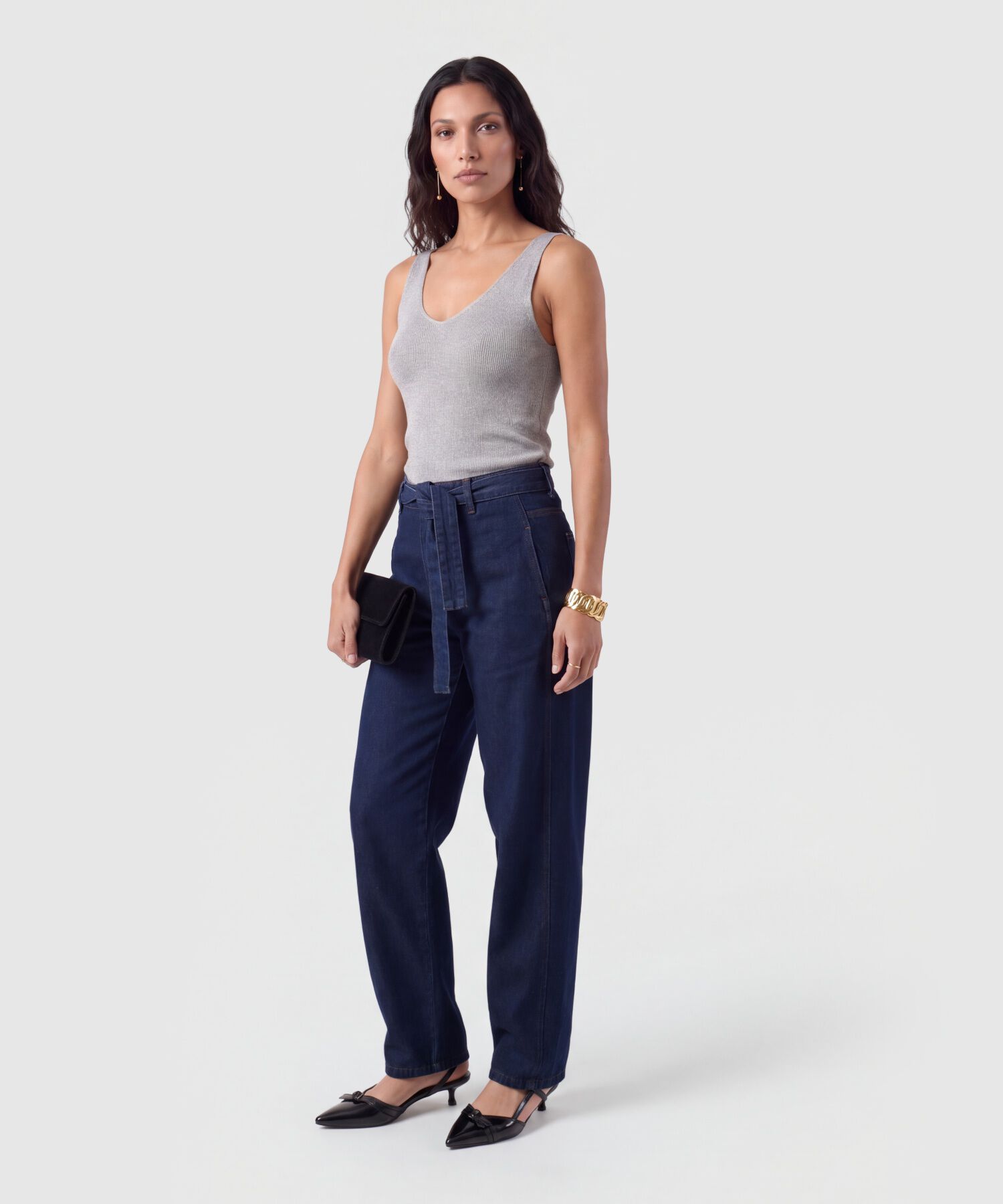 Jean Fit Barrel Con Cintur&oacute;n Para Mujer