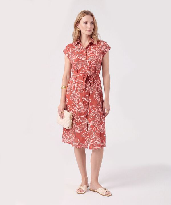 Vestido Camisero Midi Con Cintur&oacute;n De Lazo Mujer image number null