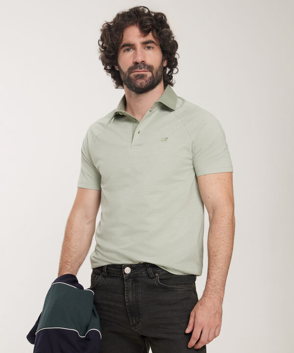 Polo  Cuello Duro, Manga Ranglan, Silueta Slim Fit, Citrico Marinero