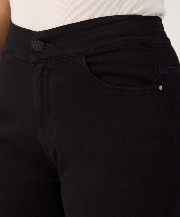 Jean Straight Crop Con Pedreria Para Mujer image number null