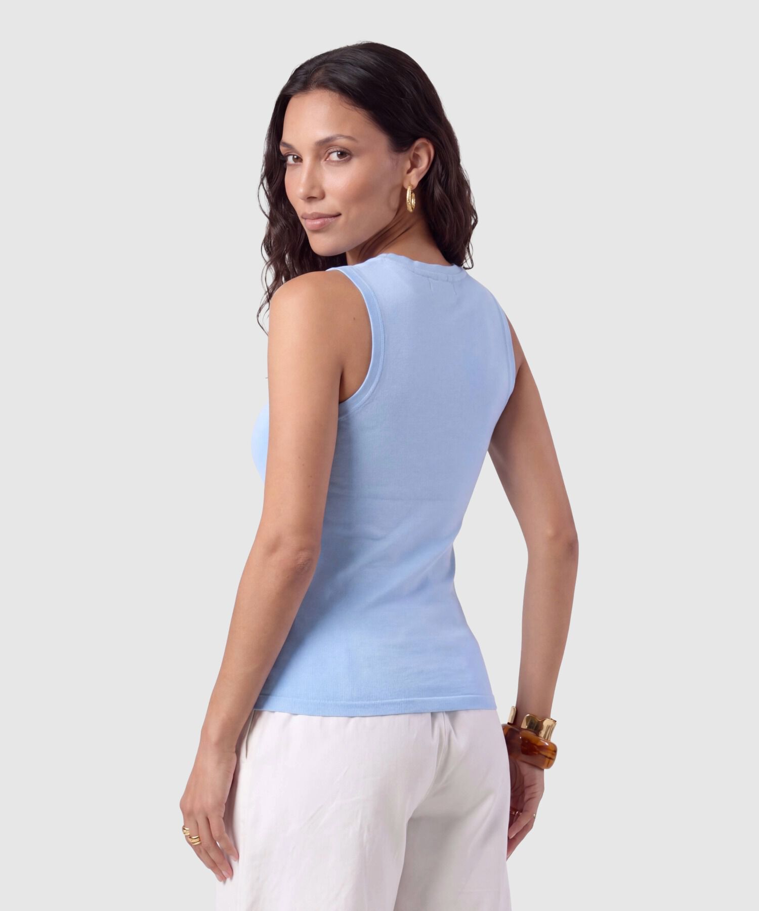 Camiseta Sin Mangas Unicolor Para Mujer