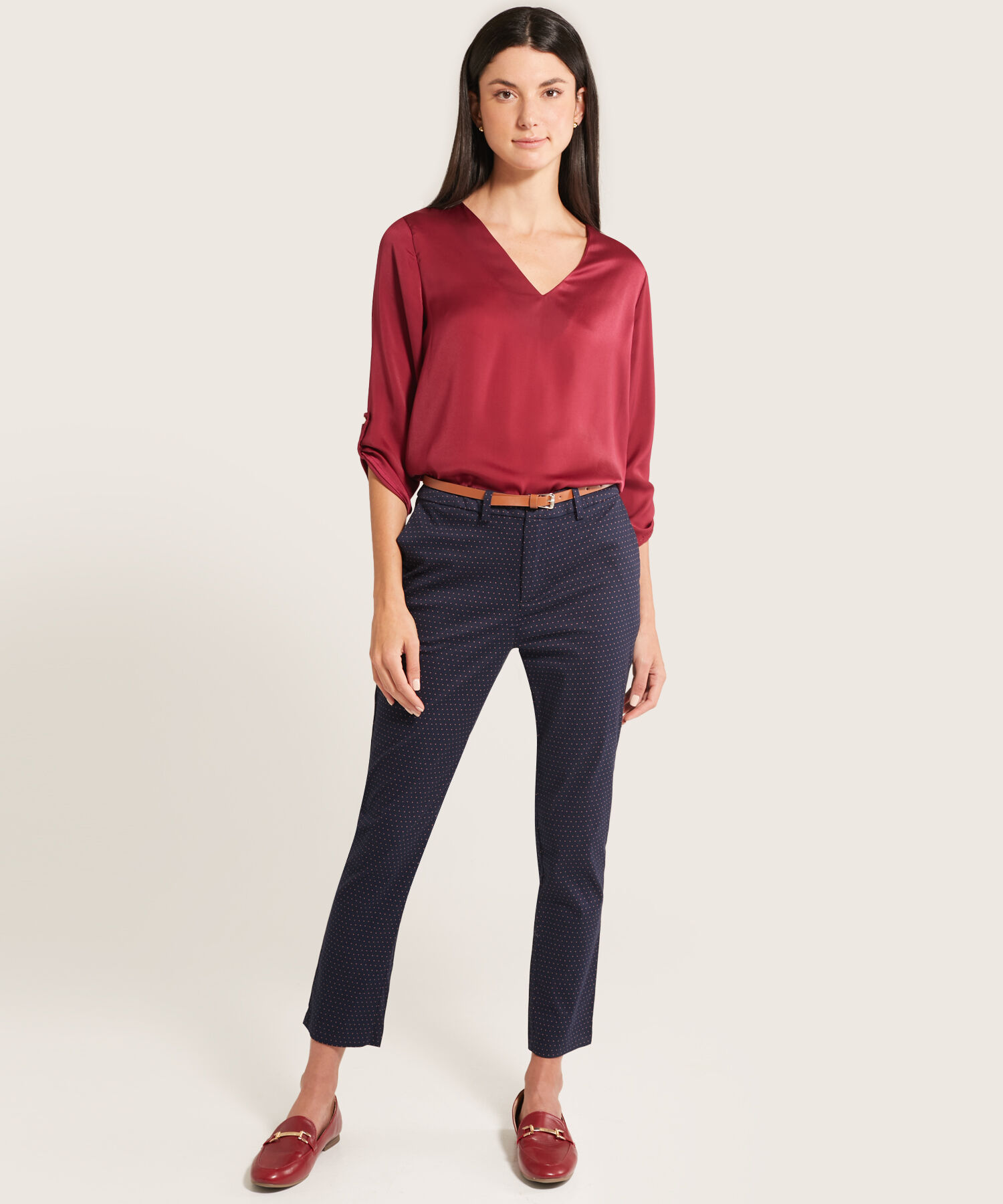 Pantalón Chino Estampado Con Cinturón