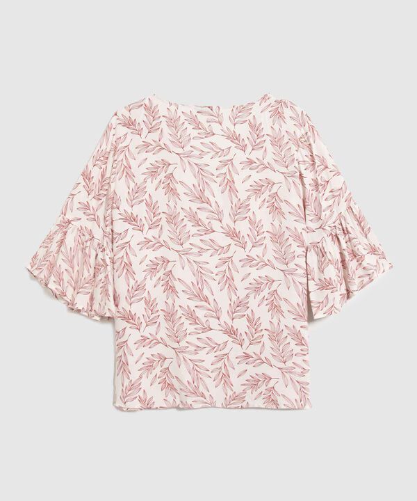 Blusa Estampada Con Escote En V  image number null