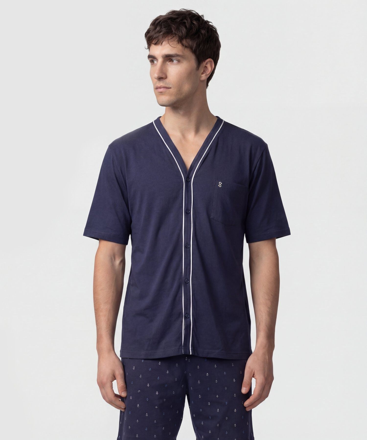 Pijama Corta Abotonada Estampada Para Hombre