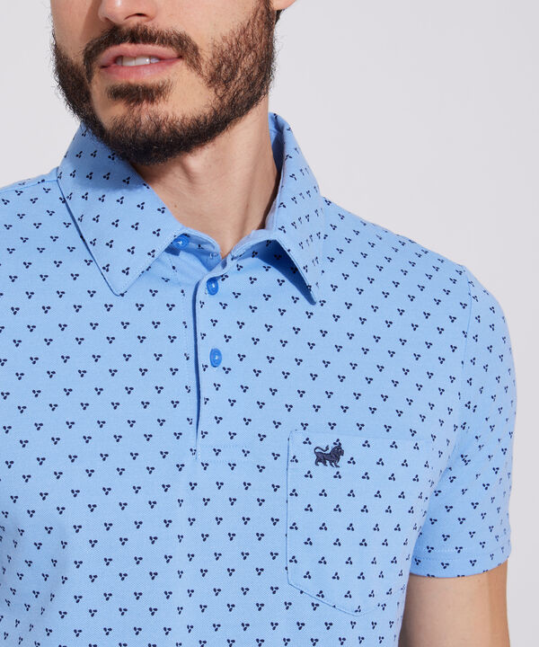 Polo Estampada, Cuello Maquina Duro Con Bolsillo, Silueta Regular Fit Blanco