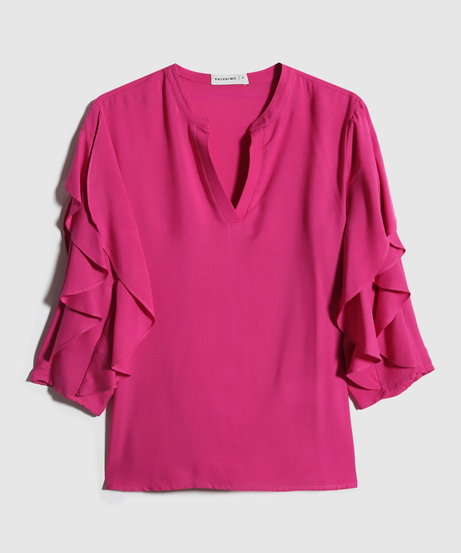 Blusa Unicolor Cuello Tipo Neru, Manga 3/4 Con Boleros