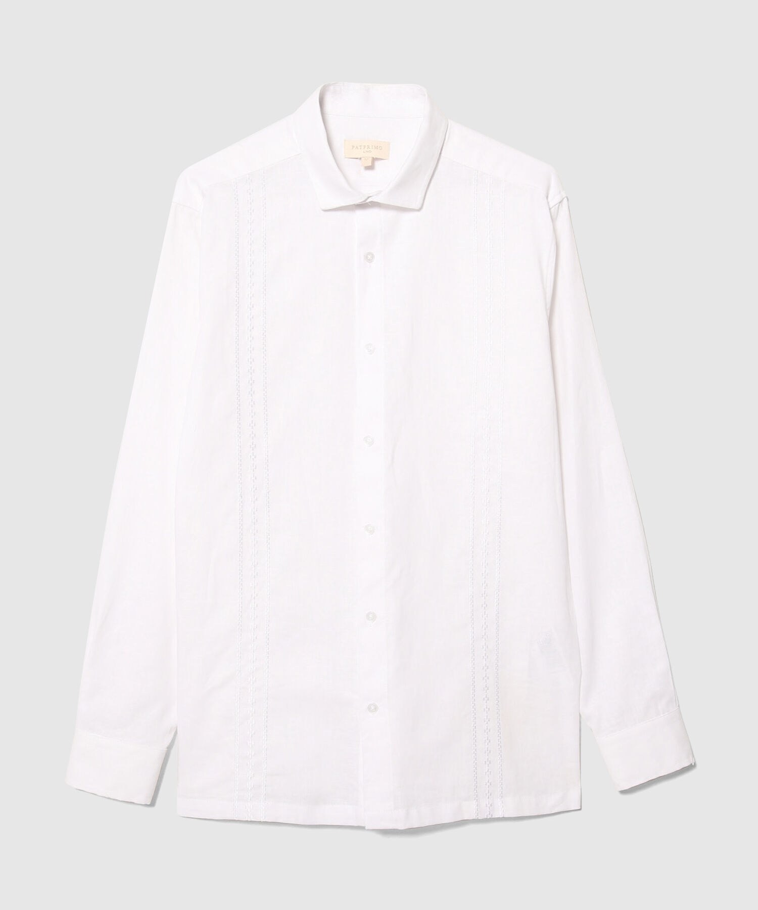 Camisa Guayabera Manga Larga Con Bordado Cuello Casual Max