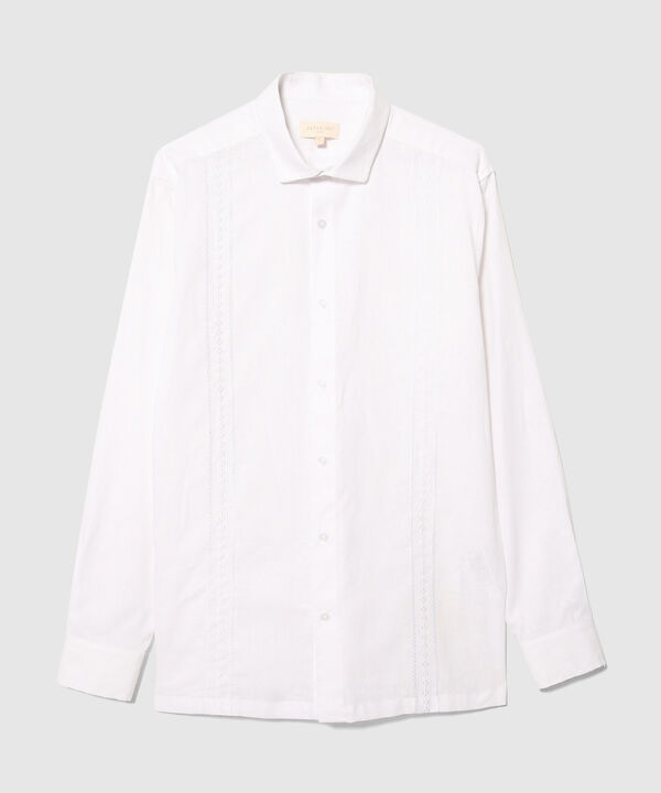 Camisa Guayabera Manga Larga Con Bordado Cuello Casual Max