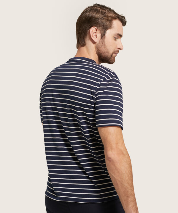 Camiseta Henley A Rayas Para Hombre