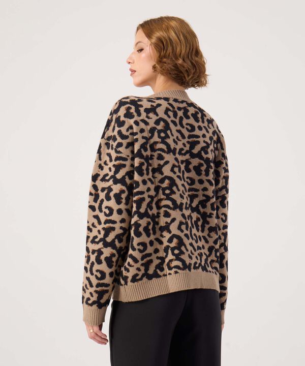 Saco Oversize Animal Print Cuello Redondo Mujer