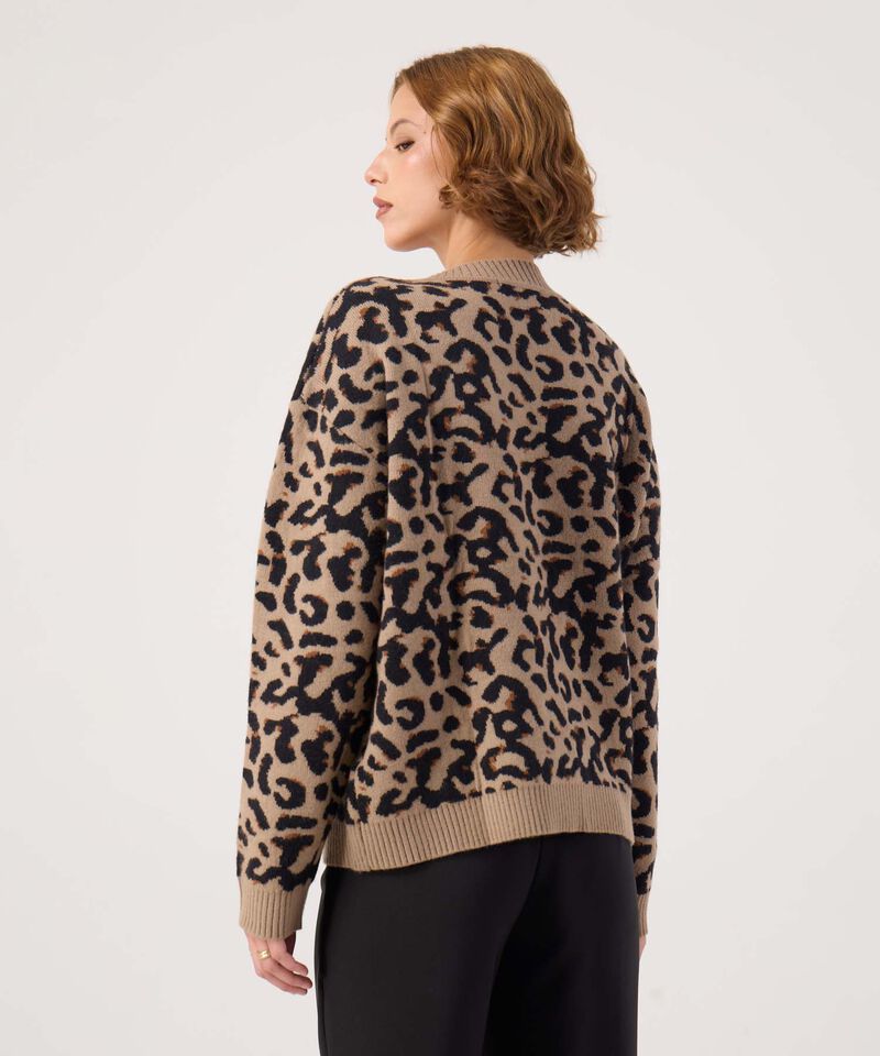 Saco Oversize Animal Print Cuello Redondo Mujer