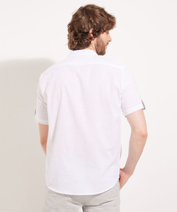 Camisa Cuello Neru Unicolor Manga Corta