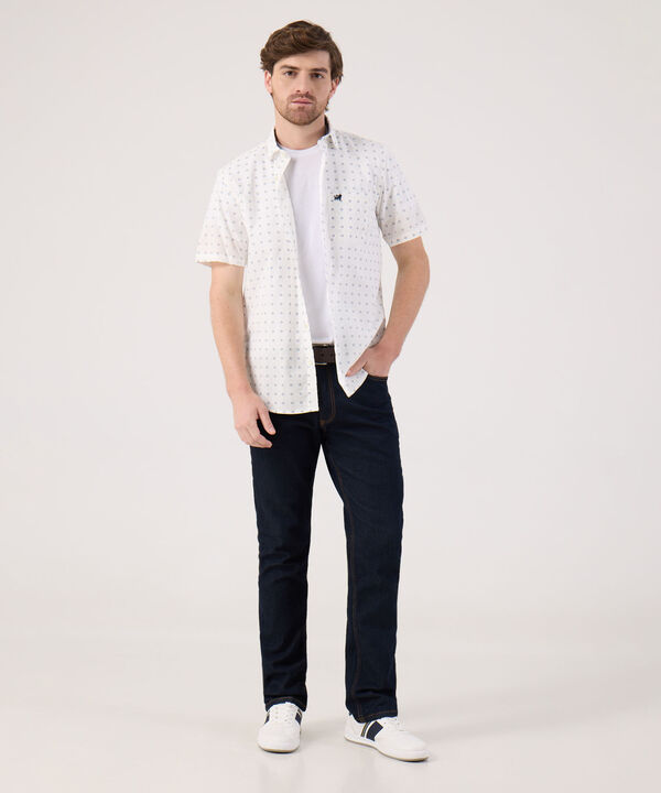 Camisa Manga Corta En Miniprints Con Bolsillo