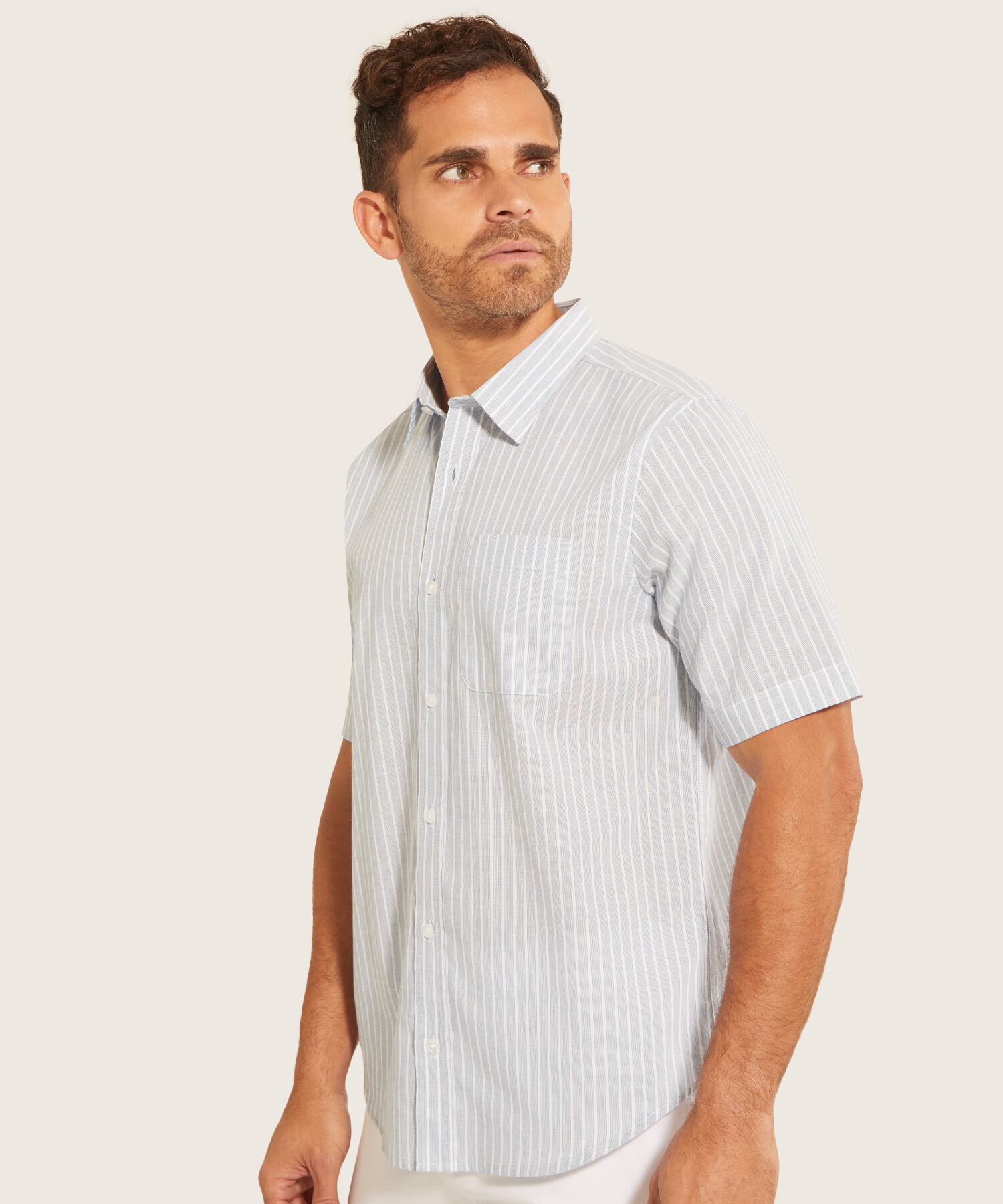 Camisa Preteñida Manga Corta Y Con Bolsillo