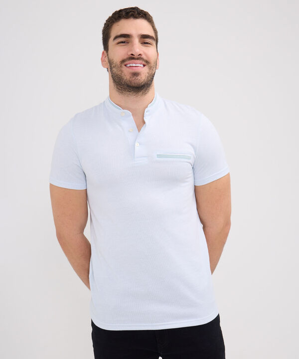 Polo Cuello Mao Unicolor Con Simulación Bolsillo Ribete