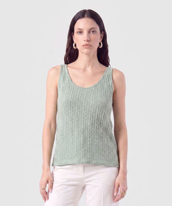 Camiseta de Tiras en Tejido de Punto Para Mujer
