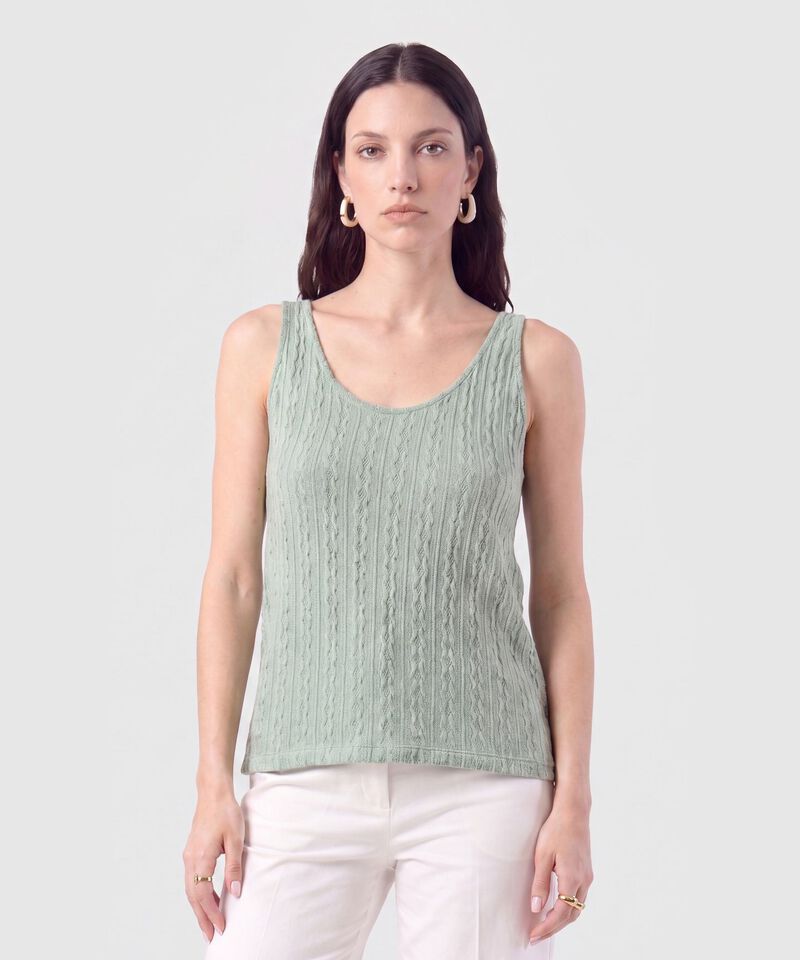 Camiseta de Tiras en Tejido de Punto Para Mujer